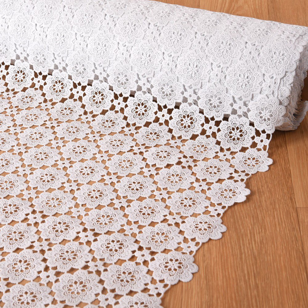 데코리아 북유럽풍 레이스 방수코팅 식탁보 JD164, 90cm x 1.5m, 화이트, 1개 상세 이미지 1