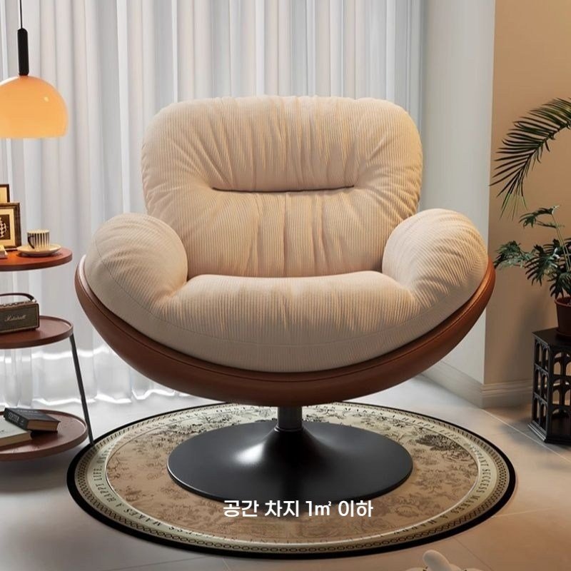 BYOU 럭셔리 1인용 대형 리클라이너 360도 회전 소파 높이조절 흔들의자, 1개, 흰색 + 흰색 상세 이미지 1