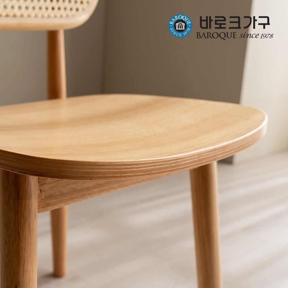 바로크가구 토니 라탄 1인용 원목 식탁의자_기본형, 네추럴할인 상세 이미지 1