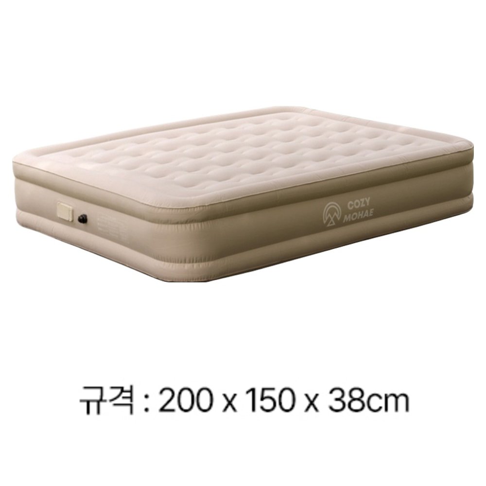 코지모해 캠핑 에어매트 침대 자충 매트리스 더블 38cm 1개 + 베개세트, 베이지 상세 이미지 2