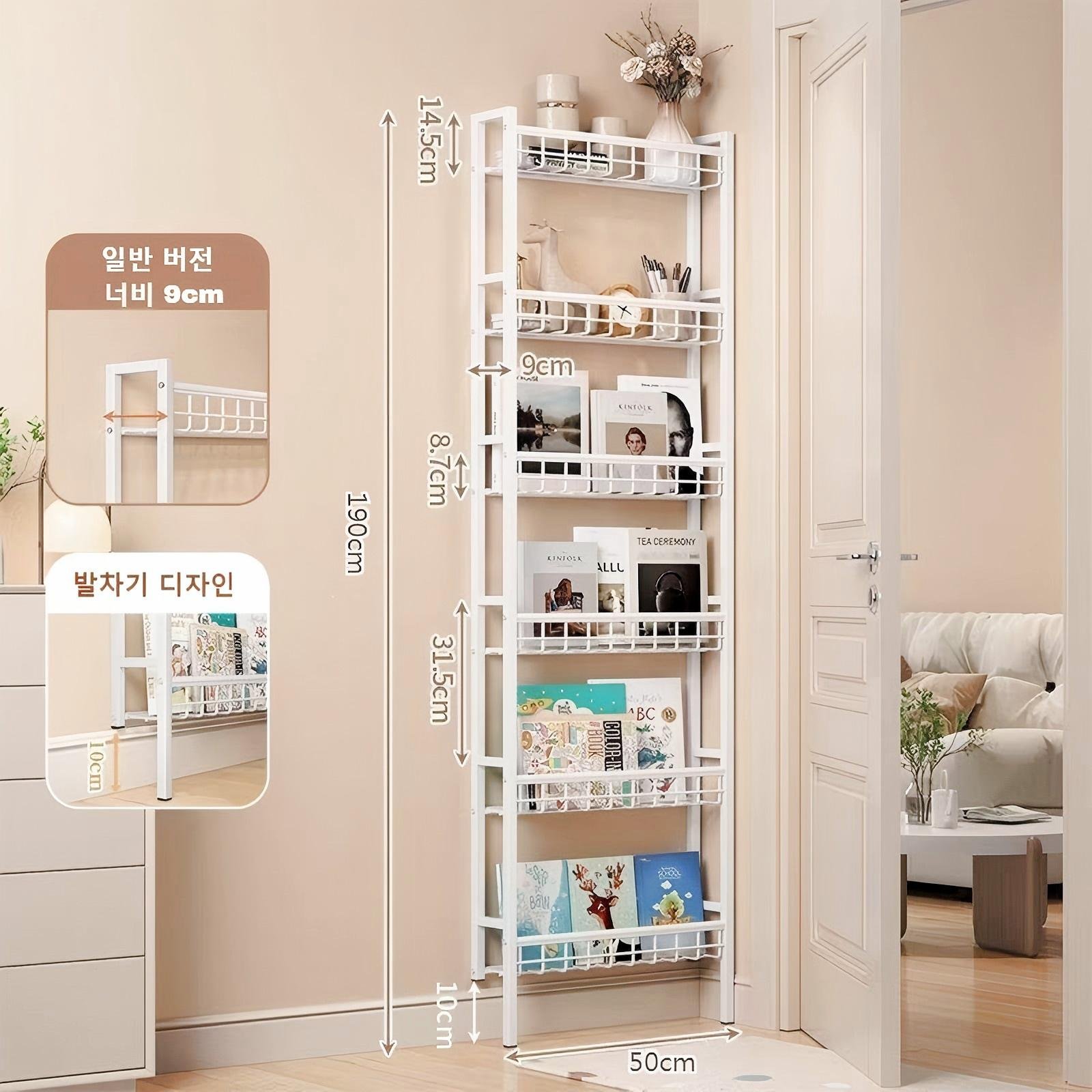 BangPang 고정가능한 6층 철제 문 뒤 수납 선반 문뒤 틈새 선반 문뒤수납 틈새문뒤수납장, 50X190/CM, 1개할인· 5일 남음 상세 이미지 2