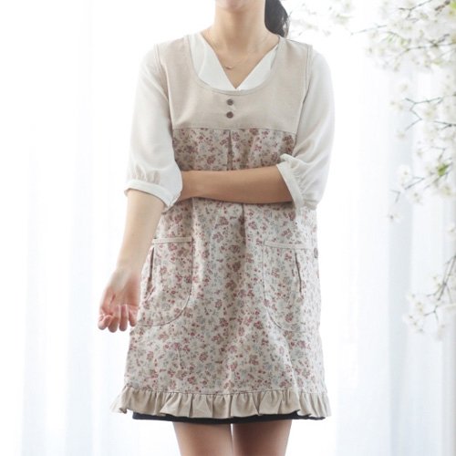 소담소담 로즈마리 린넨 원피스형 앞치마 2color 빅사이즈가능, 블루 일반사이즈, 1개 상세 이미지 1