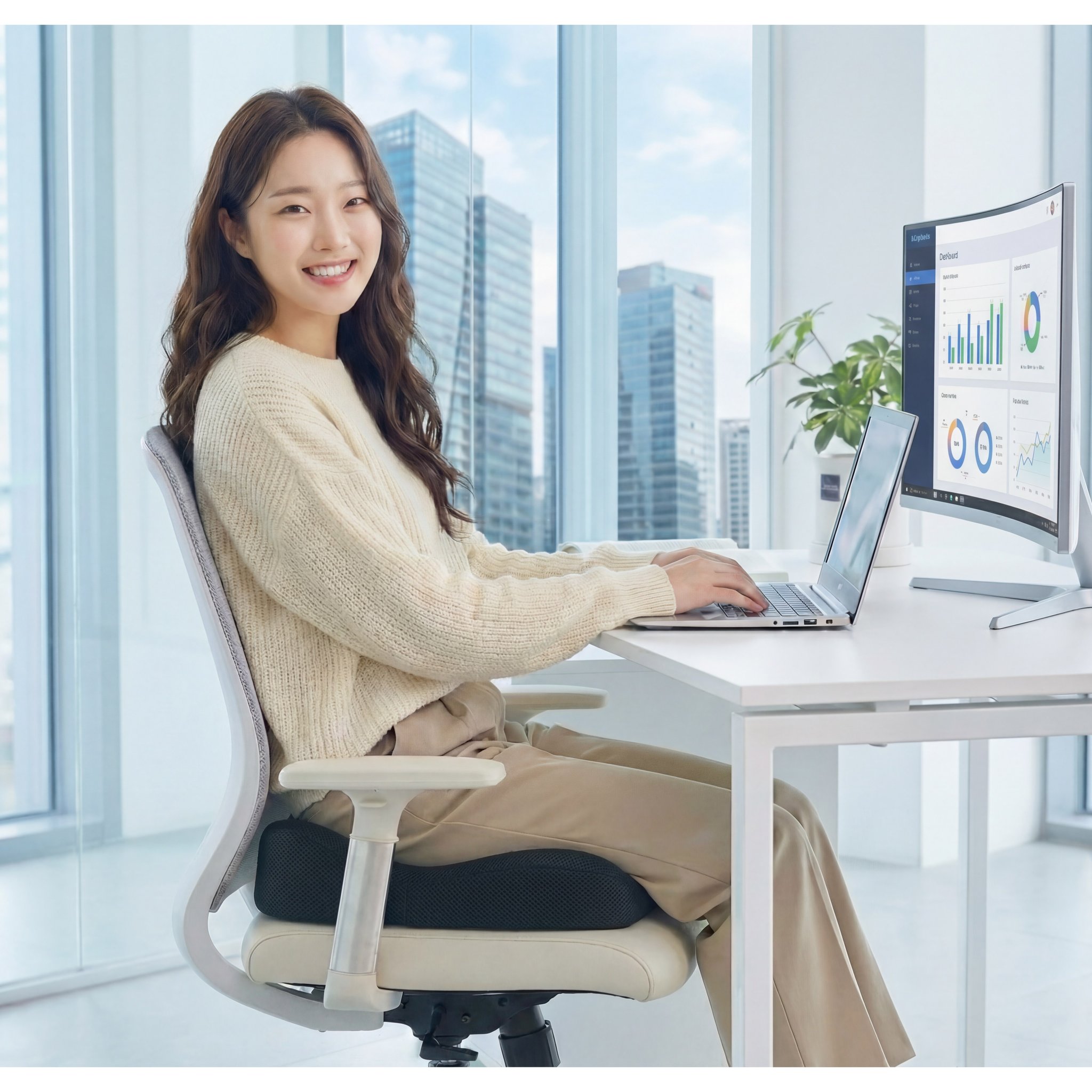 잔온 치질방석 고밀도 메모리폼 장시간 꼬리뼈 방석, 블랙쿠폰할인 상세 이미지 1
