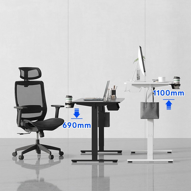 FlexiSpot 전동 모션데스크 EF1 컴퓨터책상 높이조절책상 A/S 5년 높이690-1100mm 학생책상 낮은 높이 사무실책상 게이밍책상, 화이트 상세 이미지 2
