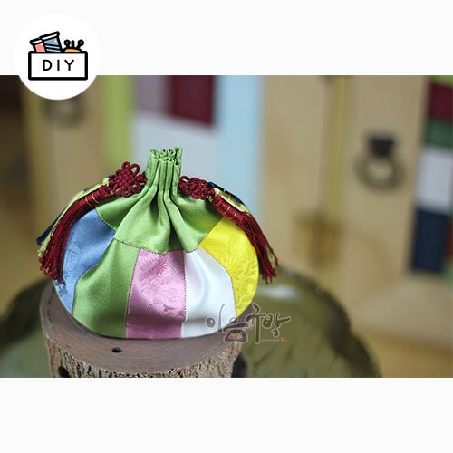 색동 두루주머니 (연두) DIY패키지 - 규방공예 재료 복주머니 용돈주머니 상세 이미지 1