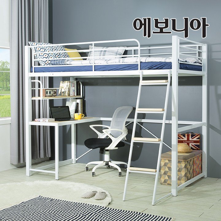[15조한정 추가할인+원목발판증정] 에보니아 메리트 벙커침대 기본형 프레임 매트제외 성인겸용벙커 (싱글/슈퍼싱글 선택), 프레임 화이트 SS할인 상세 이미지 1