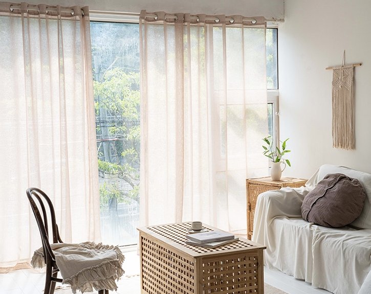 끌래망스 햇빛에 비출수록 예쁜 컬러 폴리 린넨 커튼 상세 이미지 1
