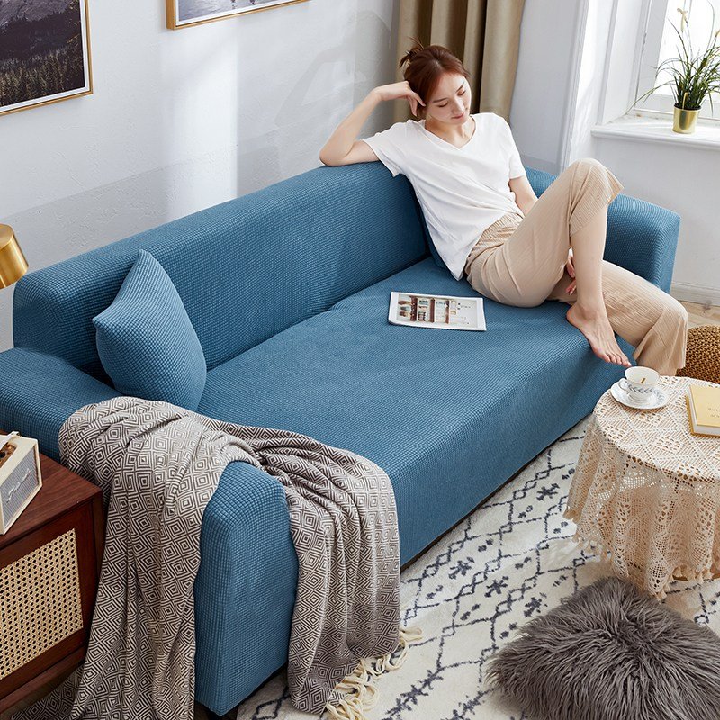 코팅블루 먼지없는 쿠션감있는 와플 탄력 쇼파커버 1~4인용, 오션블루, 1개 상세 이미지 2
