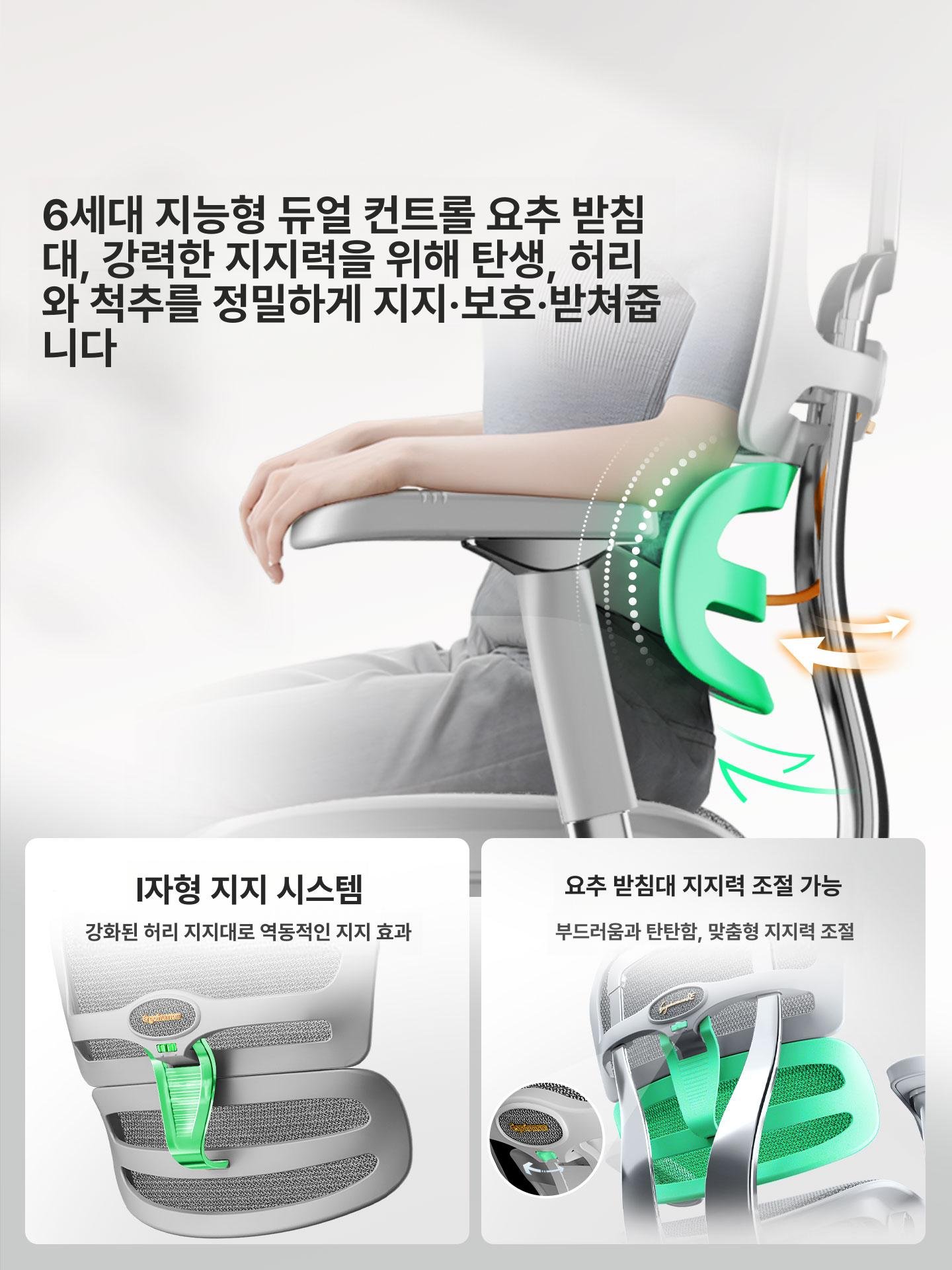 에르고휴먼 L2 인체공학 의자 사무실, 회전식 높이 조절 팔걸이, 실버화이트 메시 의자만 상세 이미지 1