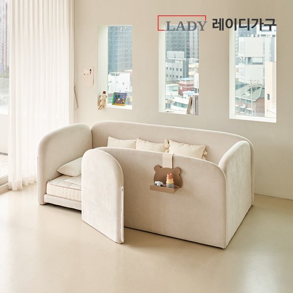 레이디가구 푸딩 안전가드(도어형) + SS 풋보드, 바닐라베이지 상세 이미지 1